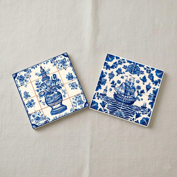 Delft Blue Ceramic Coaster Set — vista 3
