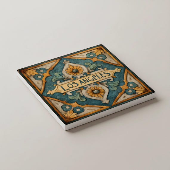 Los Ángeles / Juego de posavasos de azulejos españoles de Los Ángeles — vista 3