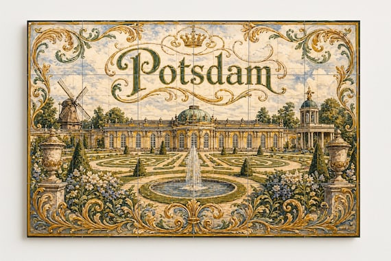 Mural de azulejos de cerámica del Palacio de Potsdam, arte mural para el Jard… — vista 4