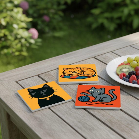 Diseño de gato de dibujos animados/Decoración de gatito juguetón, rega — vista 3