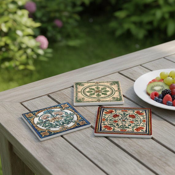 Iznik & Arts Crafts Ceramic Coaster Set