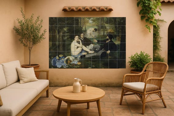 Mural de azulejos Le Dejeuner sur l’Herbe Manet — Mural cerámico de Cerámicas La Noria