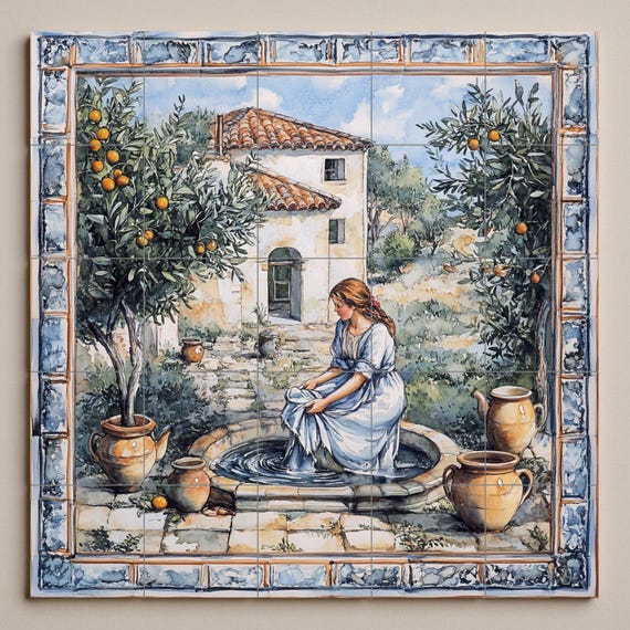 Mural cerámico de patio mediterráneo — vista 3