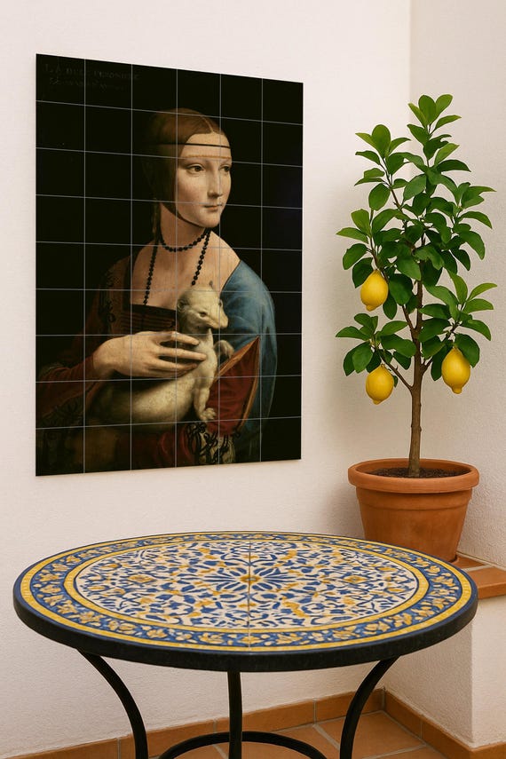 Mural de cerámica de la Dama del Armiño