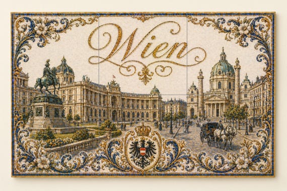 Mural de azulejos de cerámica del Palacio de Hofburg de Viena, Austria, Karls… — vista 3