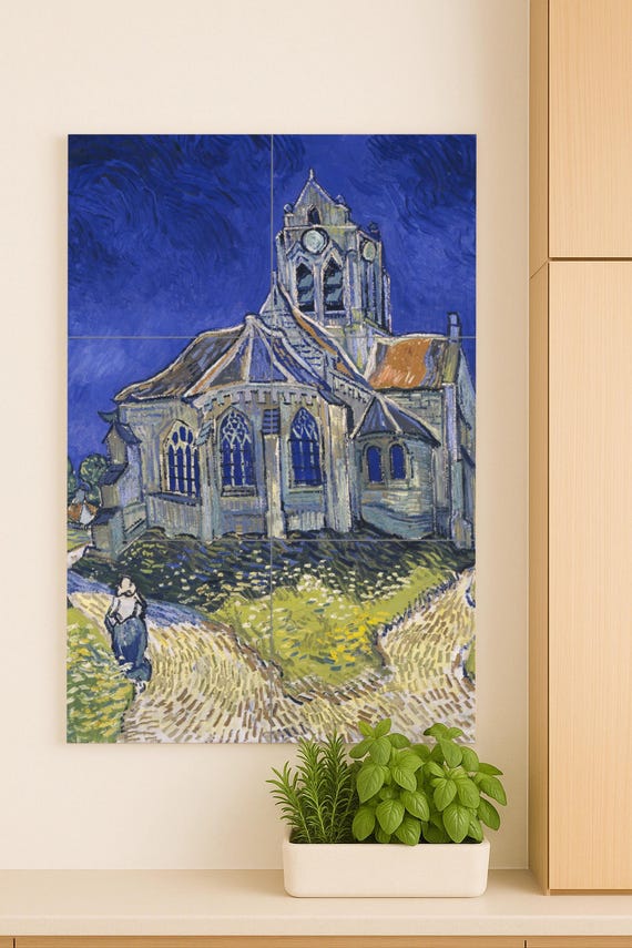 Mural de azulejos de cerámica de la iglesia de Auvers — vista 2