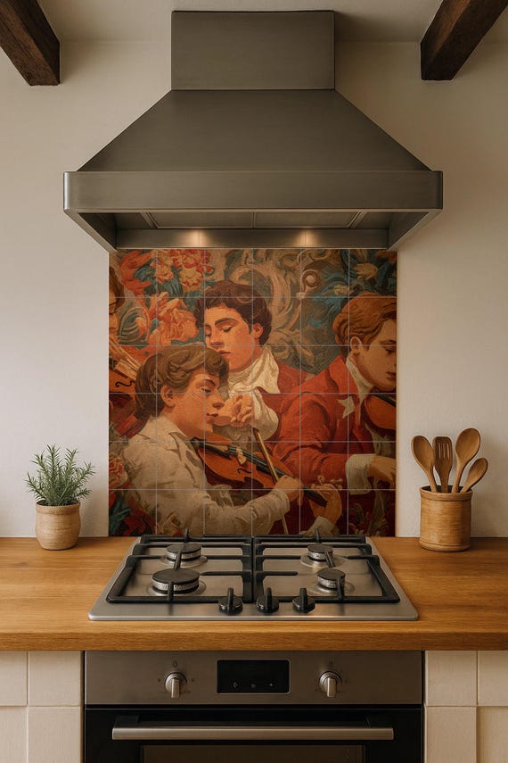 Mural de azulejos de músicos gitanos de Budapest — vista 4
