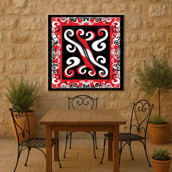 Mural de cerámica tribal polinesia — vista 4