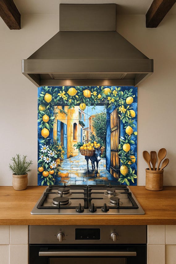 Mural de azulejos de cerámica de la calle Lemon del Mediterráneo — Mural cerámico de Cerámicas La Noria