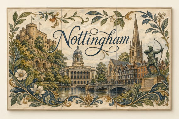 Mural de azulejos de cerámica de Nottingham, arte mural de Robin Hood, decora…