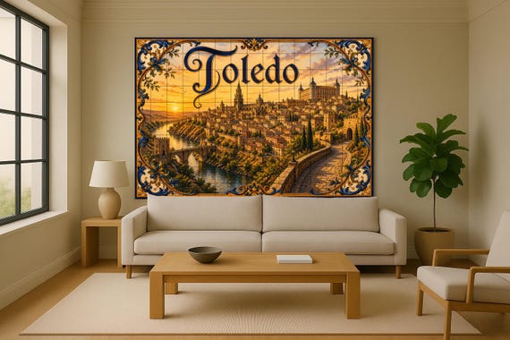 Mural de azulejos de cerámica del Alcázar de Toledo, decoración de pared hist… — vista 2