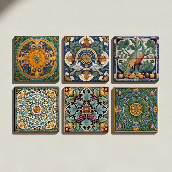 De Morgan Style Ceramic Coaster Set — vista 3