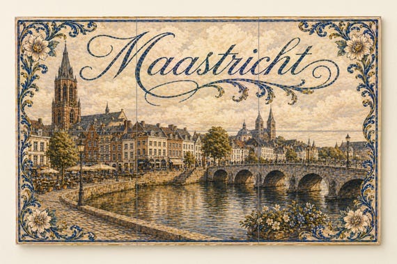Mural de azulejos de cerámica de Maastricht, Países Bajos, arte mural de la h…