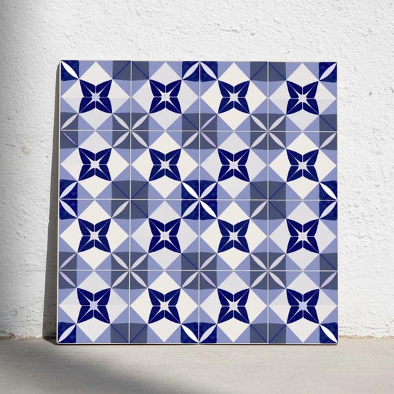 Lyon azul geométrico — Azulejo decorativo de Cerámicas La Noria