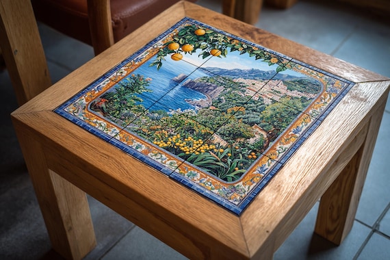 Mural de azulejos de cerámica de la costa mediterránea