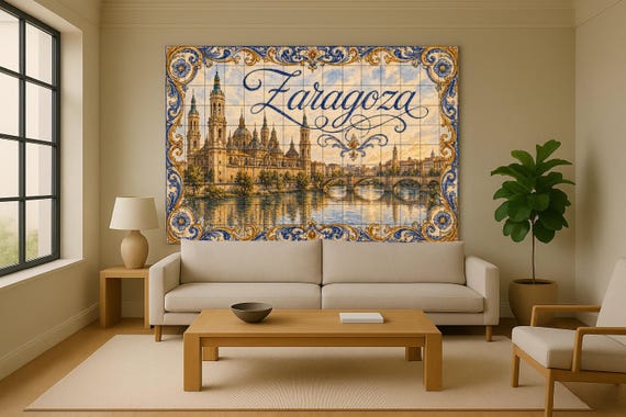Mural de azulejos de cerámica de la Basílica del Pilar de Zaragoza, decoració… — Mural cerámico de Cerámicas La Noria