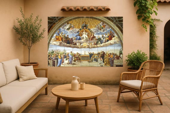 Mural de azulejos Disputa del Sacramento Rafael — vista 4