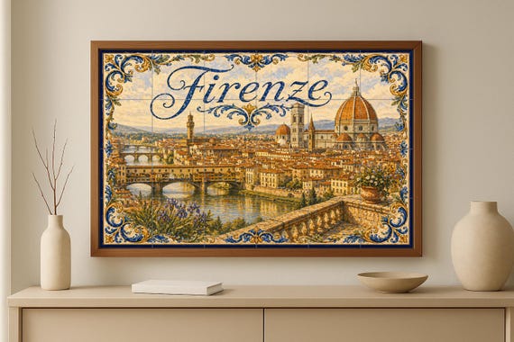 Mural de azulejos de cerámica del Duomo de Florencia, decoración de pared ren… — vista 3