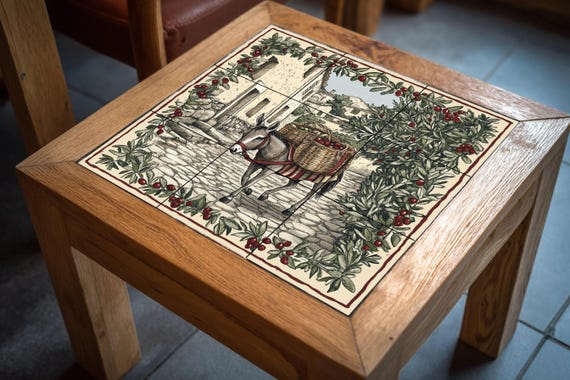 Mural de azulejos de cerámica con temática rústica de recolección de aceitunas — vista 4