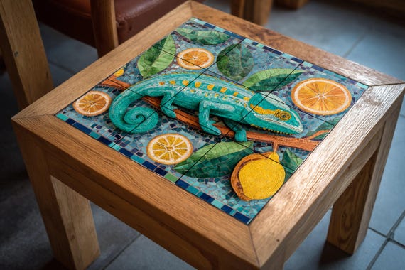 Mural cerámico de mosaico de camaleón — vista 4