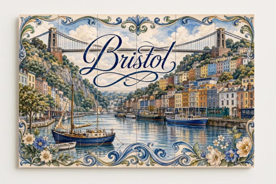 Mural de azulejos de cerámica de Bristol, Inglaterra; Arte mural del puente c… — vista 2