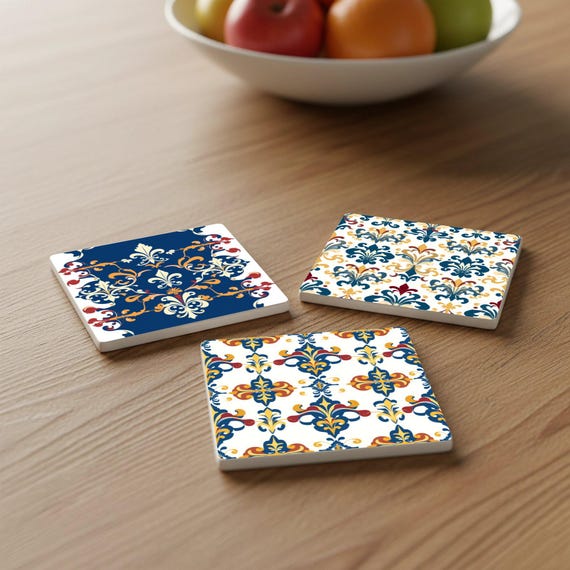 Diseño de mandala indio — Posavasos de cerámica y corcho de Cerámicas La Noria