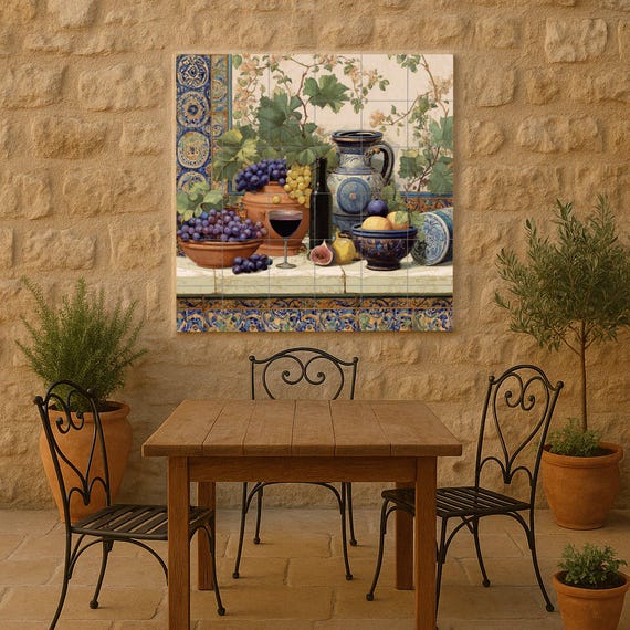 Mural de azulejos de viñedo mediterráneo — vista 2