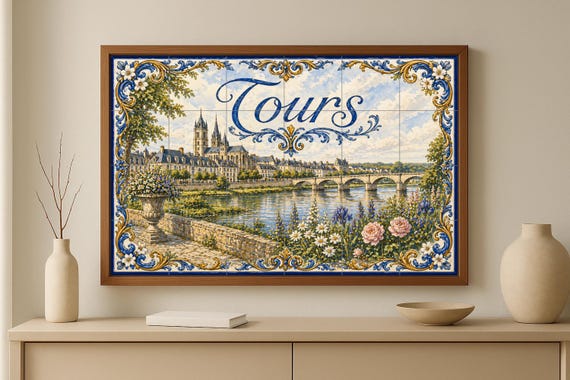 Mural de azulejos de cerámica de Tours, arte mural del Valle del Loira con ar… — vista 4