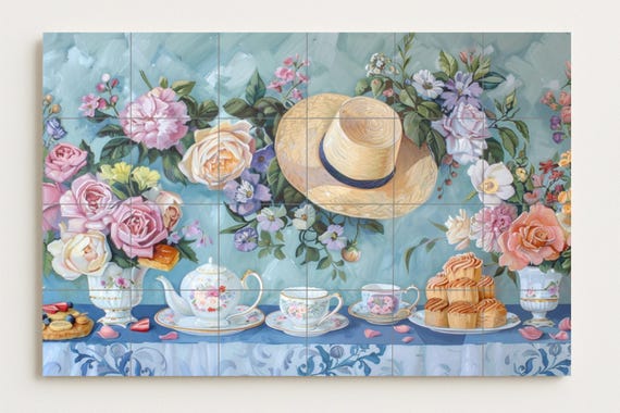 Mural vintage inglés de la hora del té — vista 2
