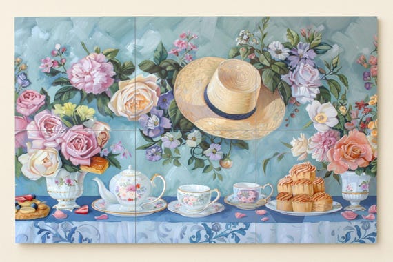 Mural vintage inglés de la hora del té — vista 3