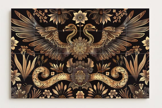 Mural de azulejos de pájaros de arte popular — vista 3