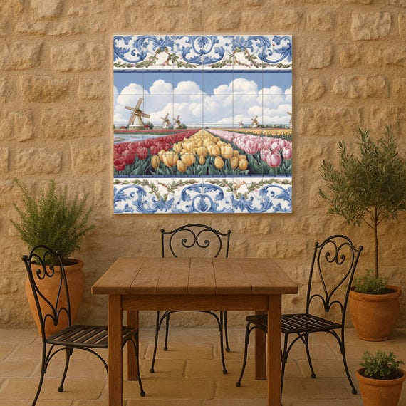 Mural de campo de tulipanes holandeses — vista 2