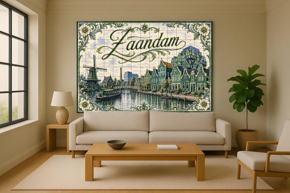 Mural de azulejos de cerámica de Zaandam, Países Bajos, decoración de pared c… — vista 2