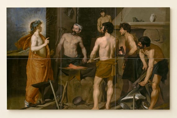 Mural de azulejos de cerámica La fragua de Vulcano — vista 3