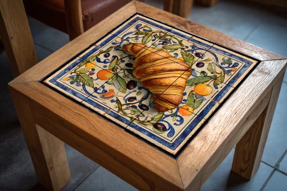 Mural de azulejos de cerámica mediterránea con diseño de croissant — vista 4