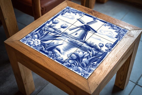 Mural de cerámica azul de Delft holandés