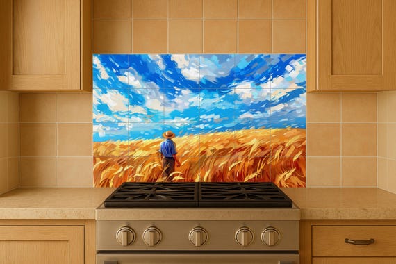 Mural de campo de trigo estilo Van Gogh — vista 4