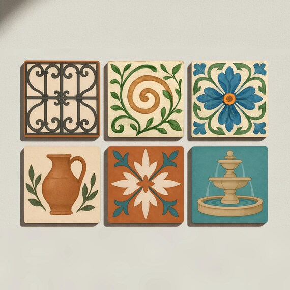 Mediterránea / Posavasos de azulejos toscanos / Decoración griega espa — vista 3