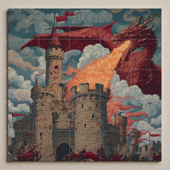 Mural de azulejos Dragon Siege — vista 2