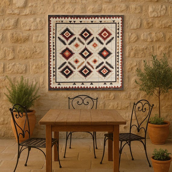 Mural cerámico textil navajo — Mural cerámico de Cerámicas La Noria