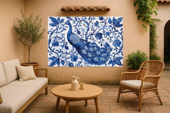 Azulejo mural de pavo real — vista 2