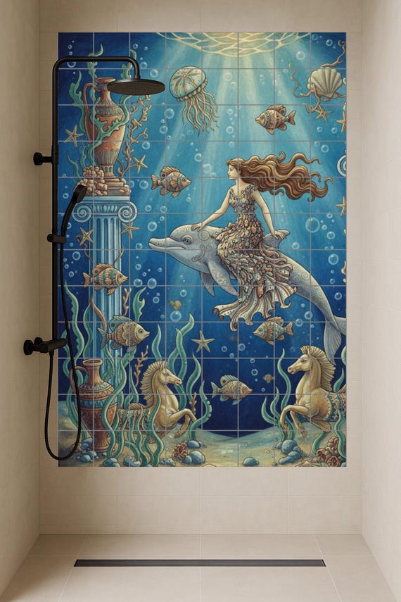 Mural de cerámica "Diosa del Océano y Delfín" — vista 2