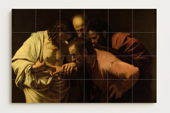 Mural de cerámica "La incredulidad de Santo Tomás"