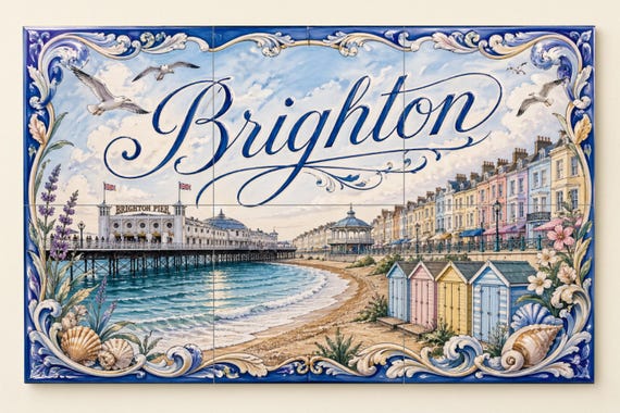 Mural de azulejos de cerámica de Brighton, arte mural del muelle de Brighton,…