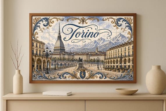 Mural de azulejos cerámicos Mole Antonelliana de Turín, elegante decoración d… — vista 3