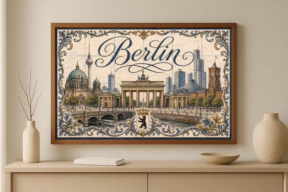Mural de azulejos de cerámica de Berlín, Alemania, Puerta de Brandeburgo, art… — vista 3