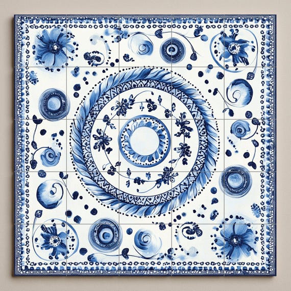 Mural de cerámica azul — vista 3