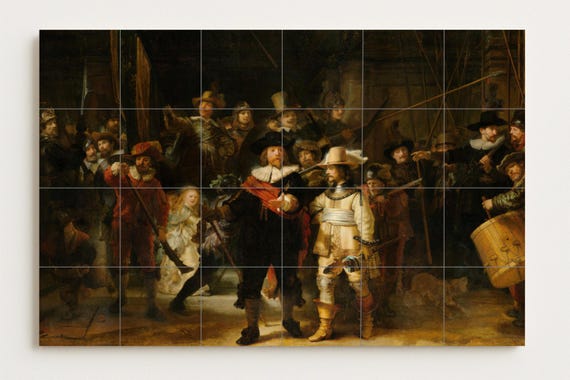 Mural de azulejos de cerámica La ronda de noche — Mural cerámico de Cerámicas La Noria