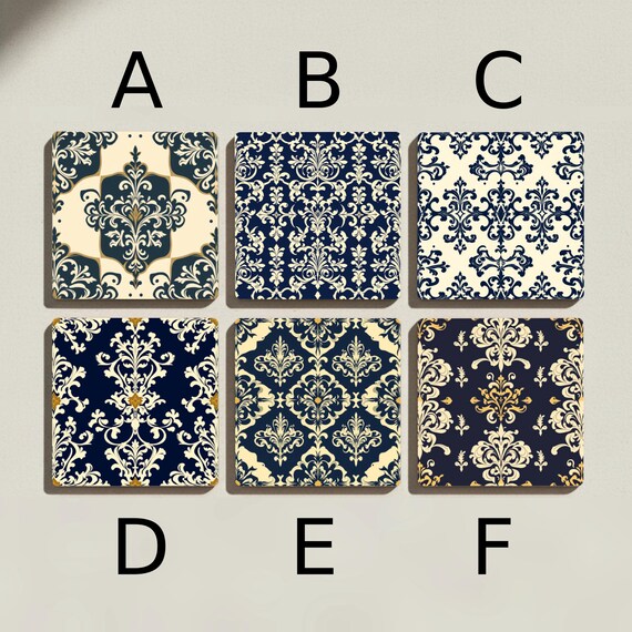 Damasco azul marino - Decoración de mesa barroca victoriana — vista 2