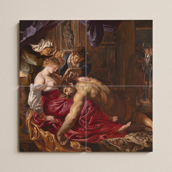 Mural de azulejos de cerámica de Sansón y Dalila — vista 3